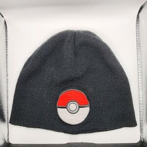 Pokemon Pokeball Kids Beanie Hat Black Knit Nintendo Cartoon Network